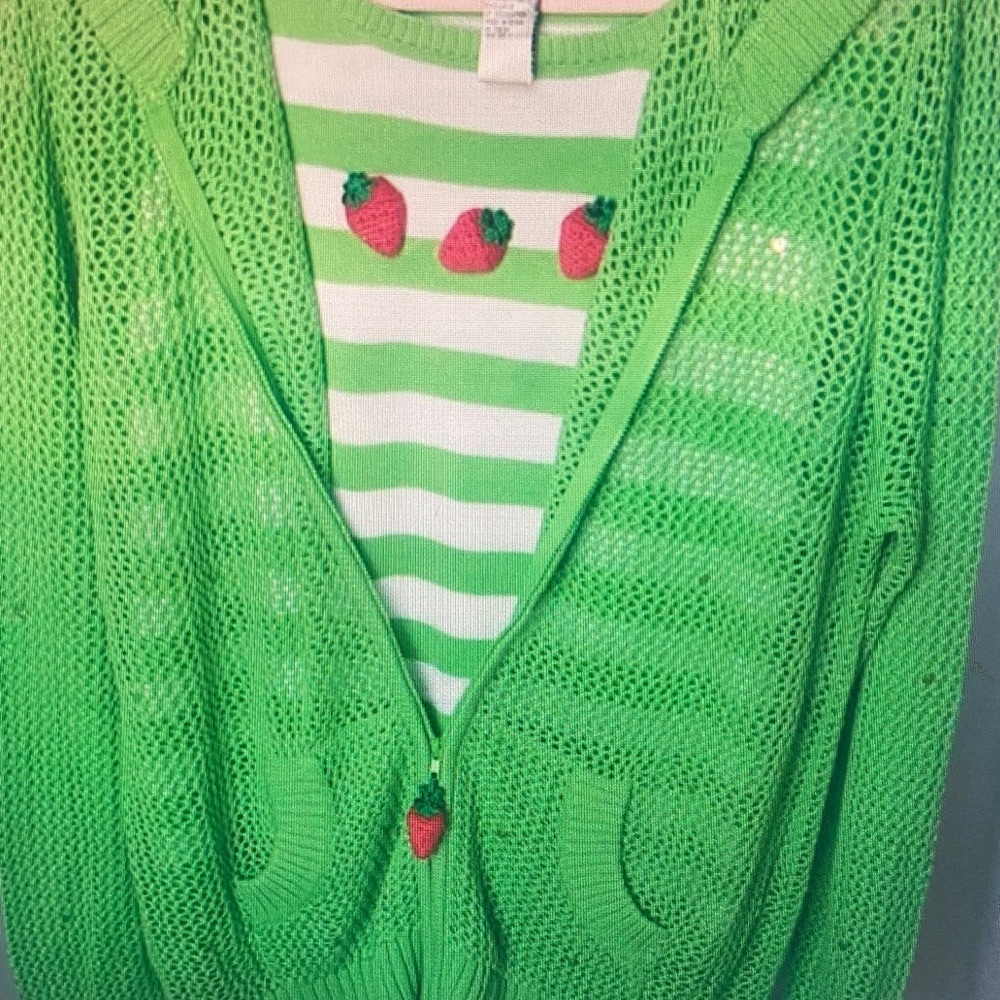 Quacker Factory Lime Green Knit
Cardigan with Matching Top